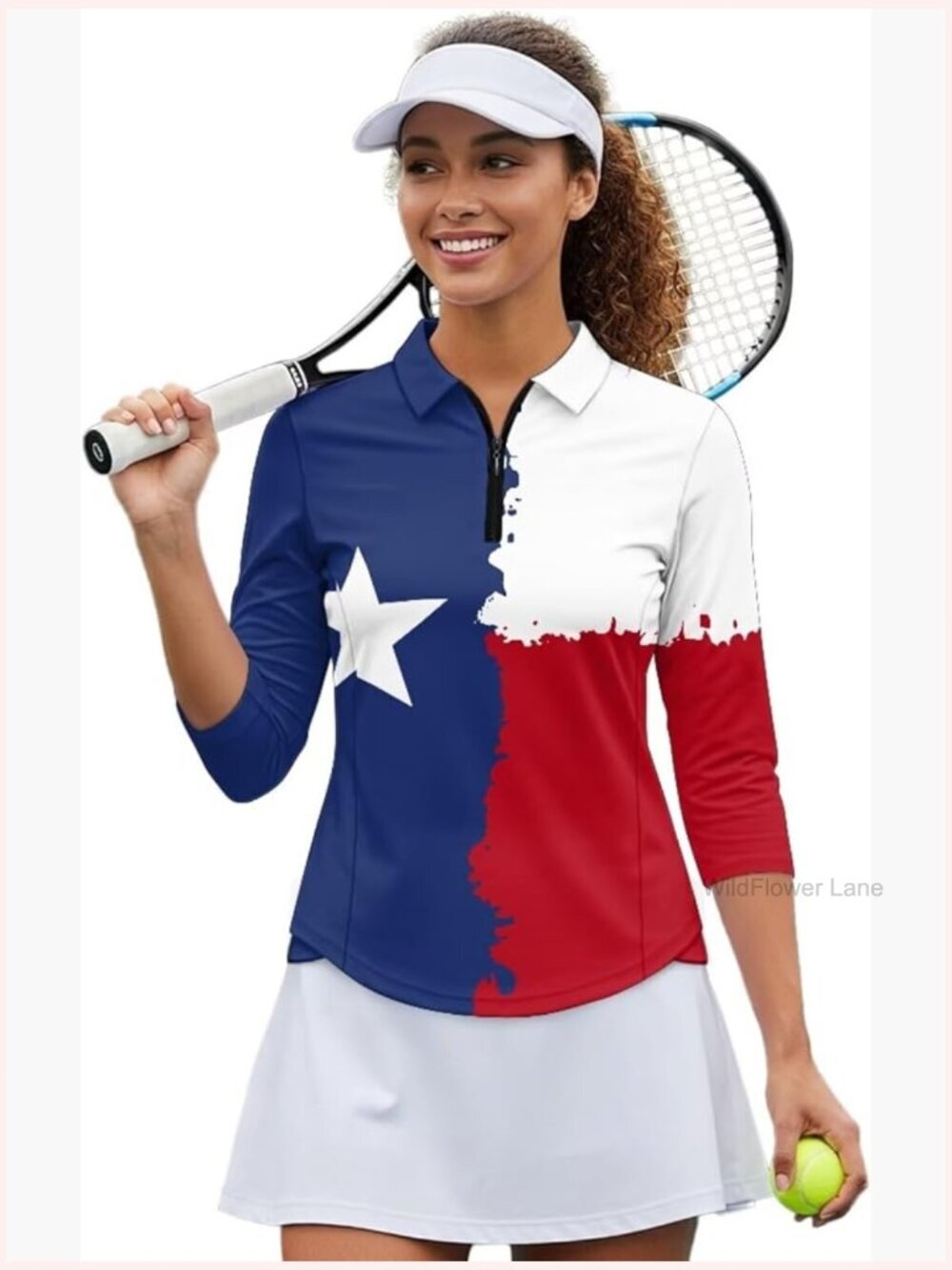 Women's Zip Up Golf Polo Shirt 3/4 Sleeve Moisture Wicking Lightweight Tennis